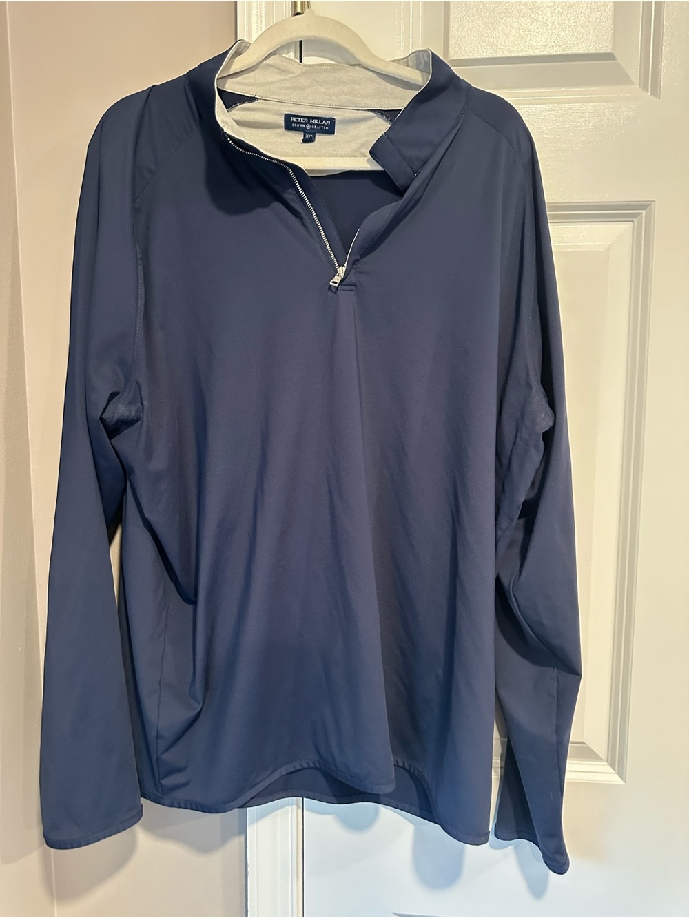 Peter Millar Navy and Light Gray Quarter Zip Pullover